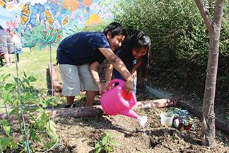 Gratts Elementary_students watering-72